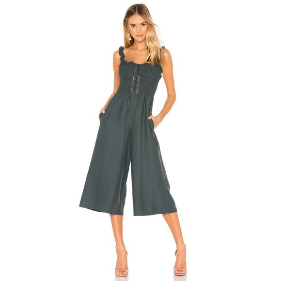 ELLIATT Alanis Jumpsuit Deep Jade Size Medium Linen Revolve - Picture 1 of 10
